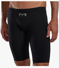 TYR Men's Venzo Solid Competition Jammer Swimsuit Onyx Size 28 Black picture