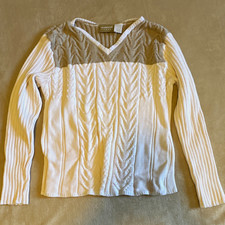Liz Claiborne Lizwear Women’s Colorblock Cable-Knit V-Neck Pullover Sweater M picture