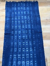 Vintage African Indigo Denim Shibori Mudcloth Fabric 72” L x 37