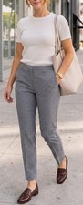 NWT Theory Blue Pinstripe Treeca Crop Ankle Pants Trousers L Prep Minimalist 12 picture