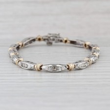 0.96ctw Diamond Tennis Bracelet 10k White Yellow Gold 7