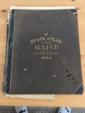 Antique 1888 Maine State Atlas No Map History Book Portland Resorts Bangor ++ picture