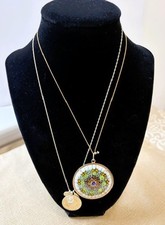 Vintage 800 Silver Millefiori Pendant, Nadri Chain + 925 Mayan Calendar Necklace picture