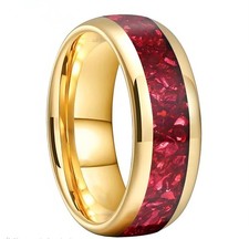 4/6/8MM Men Women Tungsten Carbide Ring Band Red Crystal Inlaid Ring Comfort fit picture