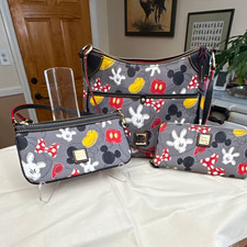 Dooney & Bourke Disney Mickey & Minnie Gray Medium Purse, Wristlet and Wallet picture