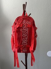 Supreme Red Solid Backpack Zip Closure Adjustable Shoulder Strap Unisex picture