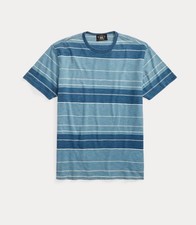 NWT RRL Double RL By Ralph Lauren Indigo Dyed Blue Striped Jersey T-Shirt- XL picture