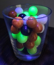 Vintage 40-Pc Lot Ultra Violet UV Blacklight Reactive Marbles Swirl Glass Green picture