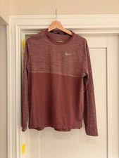  Nike Dri-FIT Running Long Sleeve Shirt Men’s Size M Burgundy Red Swoosh picture