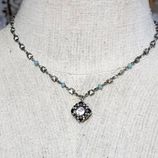 Lovely, Jacqueline Singh Paris Necklace With Mother Pearl , Blue Crystal 16 inch picture
