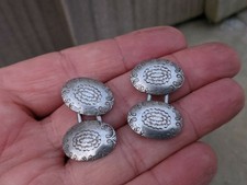 RARE 18TH CENTURY SILVER CUFFLINKS / SLEEVE BUTTONS CLAM SHELL DESIGN picture
