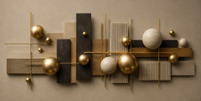 Modern Abstract Geometric Wall Art, Gold Brown Beige Luxury Contemporary Paintin picture