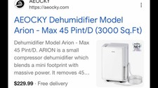 AEOCKY ARION-001 50 Pint Dehumidifier Ivory  NEW  picture