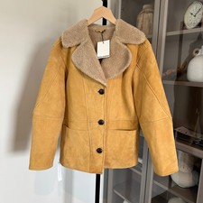 Reformation Veda Luca Suede Shearling Collar Parmesan Suede Coat S NEW Jacket picture