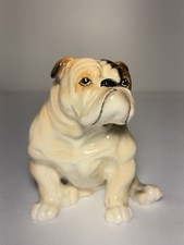 English Bulldog Figurine 4” Vintage Ceramic Porcelain Shiny Sitting Dog picture