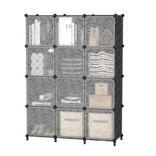 12 Cube Storage Organizer with Doors, DIY Plastic Closet Shelf picture