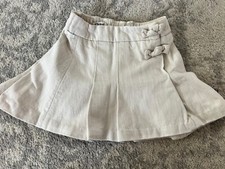Chloe Little Girls Designer Skirt Pleated Beige Jean With Side Bow Detail Size 4 picture