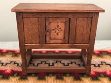 Artisan Hand Carved English Dollhouse Furniture Welsh Court Cupboard 1:12 picture