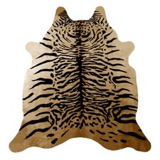 6x6 Ft. TIGER BENGAL BROWN print printed Cowhide Rug natural Cow Hide zebra hair picture