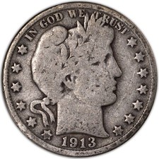 1913-D Barber Half Dollar 50C VG+ Very Good Denver Silver Liberty picture
