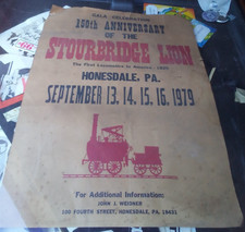 Vintage 1979 Honesdale PA 150th anniv of Stourbridge Lion train celebration sign picture