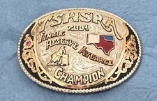 Vintage 2001 TSHSRA TX OK NM States HS Rodeo Finals Champion Trophy Belt Buckle picture