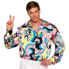 UNDERWRAPS 70s Disco Shirt Men - Multicolor Swirl 70s Outfits for Men, Retro... picture