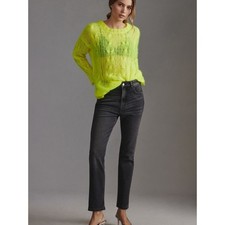 Anthropologie Pilcro Gem Straight Leg Jeans Womens 28 Black NWT Rhinestone picture