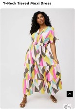 NWT Womens Torrid Y-Neck Tiered Maxi Dress Size 0 (L 12) picture