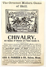1888 Chivalry Board Game Of Skill Advertisement Victorian George Parker Salem picture