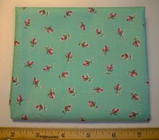 Windham Fabrics Hankie Club Pink Rosebud Floral on Mint Green Cotton Fat Quarter picture