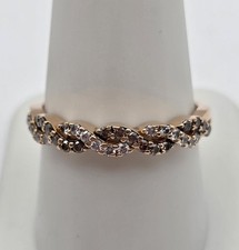 LeVian 14K Strawberry Rose Gold Chocolate & Vanilla Diamond Twist Ring Band 9.5 picture