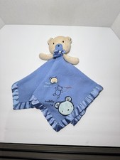 Carter's Classics Lovey Bear Plush Satin Trim Blanket Blue Hug A Bear Vintage picture