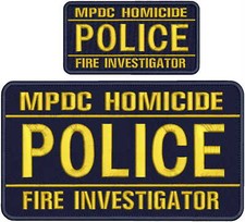 MPDC HOMICIDE POLICE FIRE INVESTIGATOR EMB PATCH 6X11&3X6 HOOK ON BACK NAVY/GOLD picture