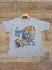 Rare Vtg 90s Youth 10-12 Detroit Tigers Cat Scratch Fever T Shirt Breakthrough picture