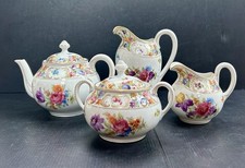 Vintage Schumann Bavaria Empress Dresden Flowers Teapot, Cream, Sugar & Jar picture