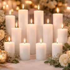 12 Pcs Pillar Candles Bulk 2 X 3/6/8 Inch, Unscented, White picture