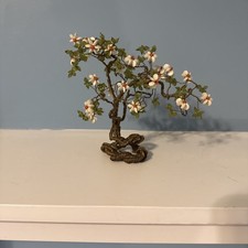 Vintage Chinese Glass & Quartz Blossom Bonsai Tree Sculpture – Asian Décor picture