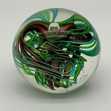 Vintage '98 Flux Glassworks Canmore, AB Brian Hall Signed Art Glass Paperweight picture
