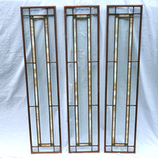 3 Antique Stained Glass Arts & Crafts Frank Lloyd Wright Prairie Style Windows picture