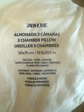 ZARA HOME 3 Chamber Pillow 19.5x29.5 White Duck Feather Microfibre picture