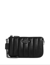 Coach Nolita 19, Black Leather, Lined Quilting, Chain Strap in Gunmetal, NWT picture