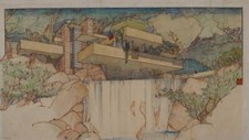 Frank Lloyd Wright – Fallingwater House Drawing – Modern Architecture Print picture