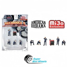 American Diorama 1:64 - Mechanics 5 Figures - 6 pcs Set - Metal - AD-2435MJ picture