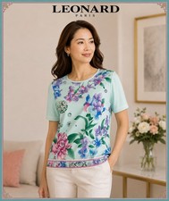 LEONARD FASHION Blue floral blouse Size 8 picture