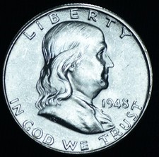 1948-D 50C Franklin Half Dollar BU Great Luster Eye Appeal Hit on Cheek ~ 26104 picture
