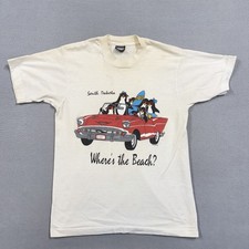 Vintage Screen Stars Best Shirt Mens Medium White South Dakota Penguins Beach picture