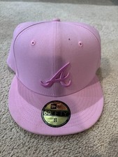 New Era 59FIFTY Atlanta Braves Pink Tonal Fitted Hat Size 8 New Without Tags picture
