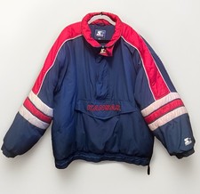 Vintage 90s Starter Kansas Jayhawks Puffer Jacket Mens XL Half Zip Pullover KU picture