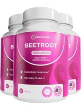 3 Pack of Rosabella Organic Beetroot Capsules (1300mg) for Blood Flow & Heart He picture